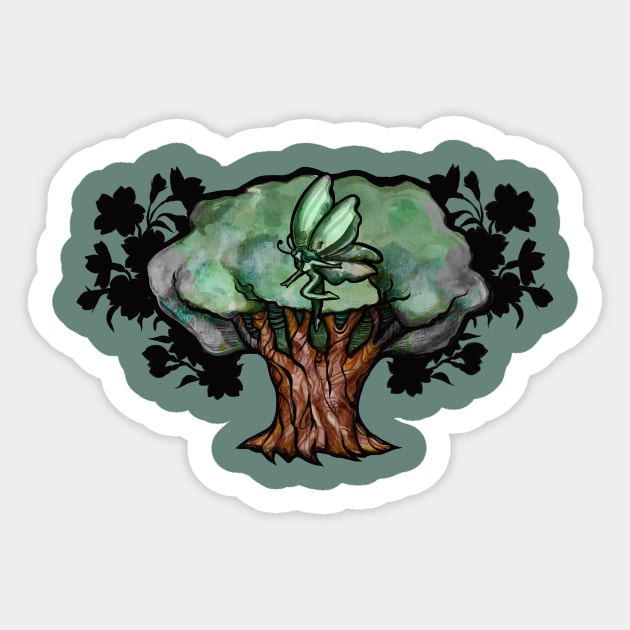 Green tree Fairy Sticker by bubbsnugg